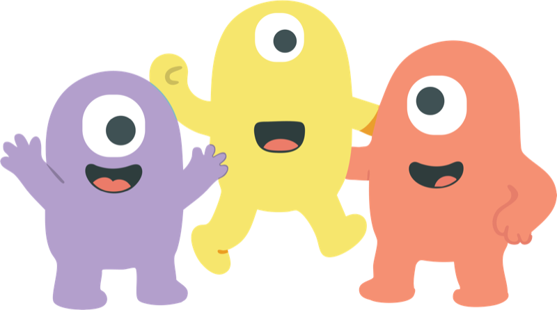 Trois petits personnages Hobee, ensemble